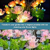 Vista 6 de Luces solares de jardín, luces solares de flores con flores y tallos brillantes, panel solar mejorado, luces al aire libre para decoración