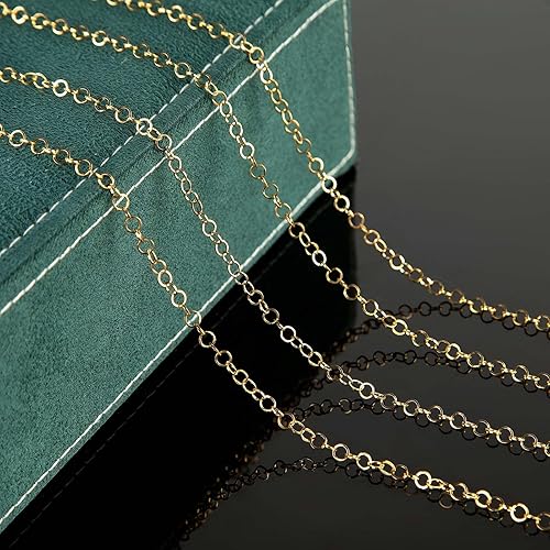 Miniatura 6 de KYUNHOO Cadenas de acero inoxidable chapadas en oro de 16.4 pies, cadena de eslabones circulares de 0.157 in, a granel para mujeres, pulseras,