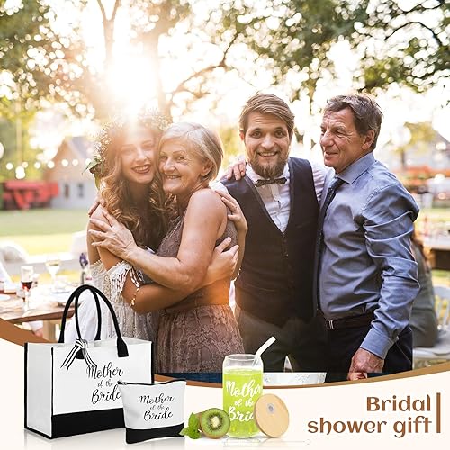 Miniatura 6 de Zubebe Juego de 3 piezas de regalos para novia para despedida de soltera, incluye taza de vidrio, bolsa de lona, bolsa de maquillaje para regalo de