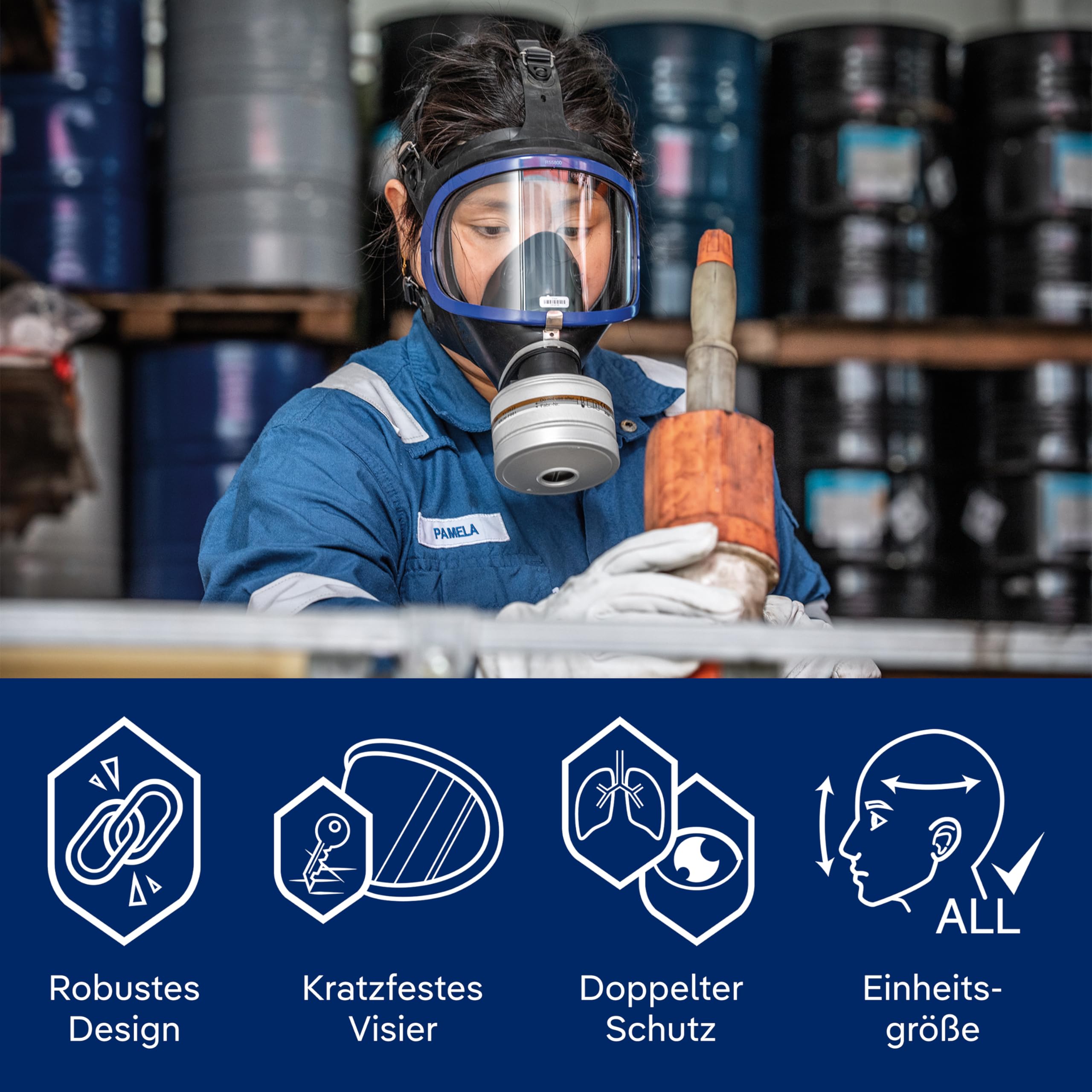 Dräger X-plore 6300 Atemschutzmaske | Vollmaske aus EPDM mit Rd40-Anschluss | Atemmaske geeignet für Farben, Lacke, Schreinerarbeiten, Landwirtschaft, BL-431320
