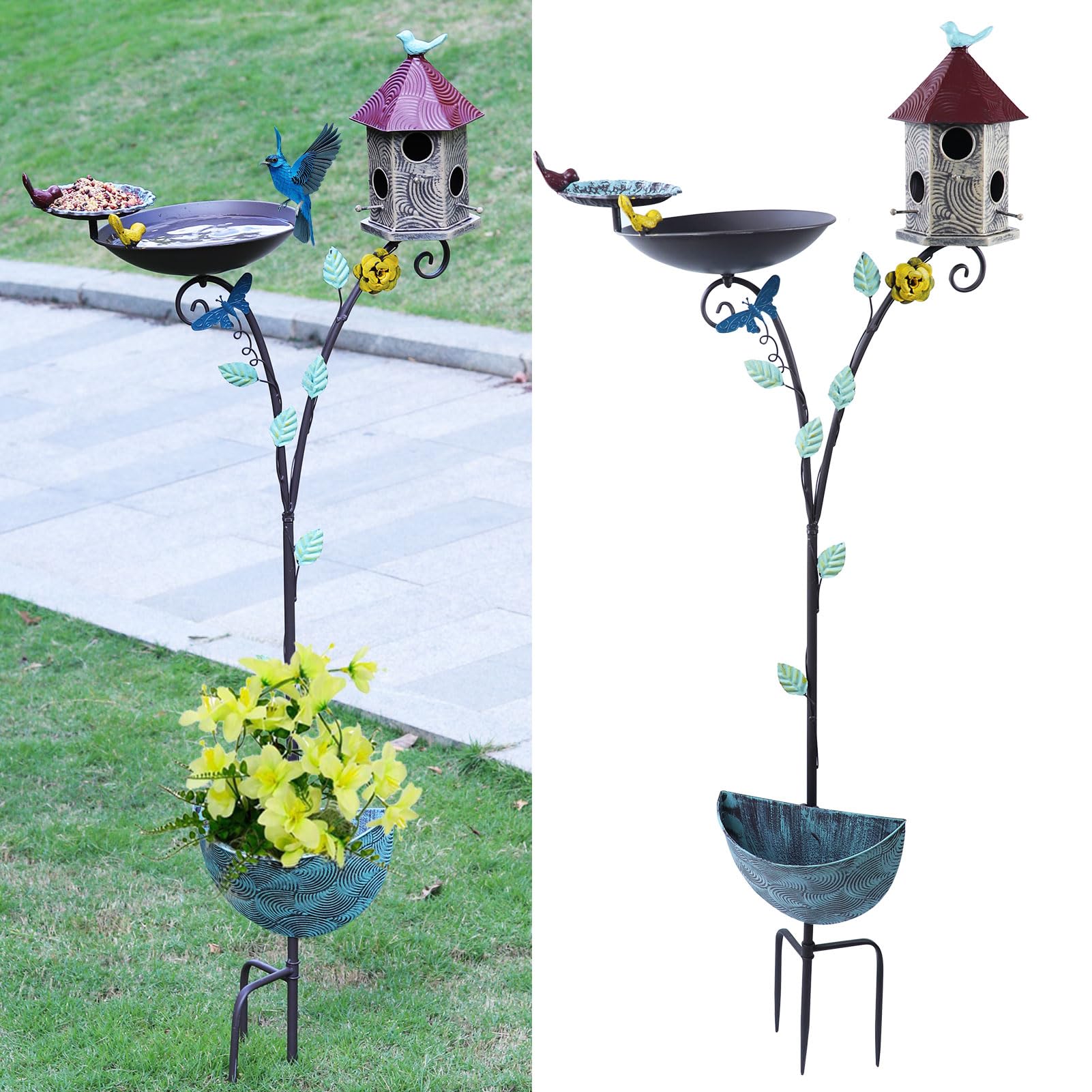 Bain d'oiseaux amélioré de 54,3 cm pour attirer et abriter les oiseaux
