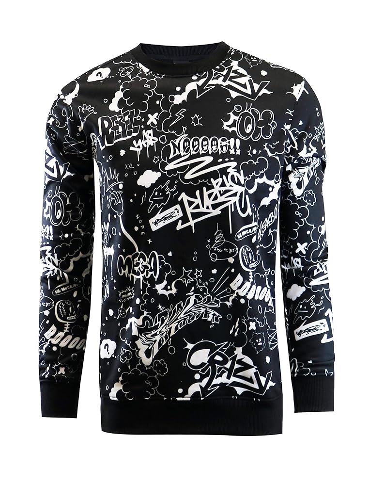 SCREENSHOT-F11025 Mens Urban Hip Hop Fleece Pullover - Crazy