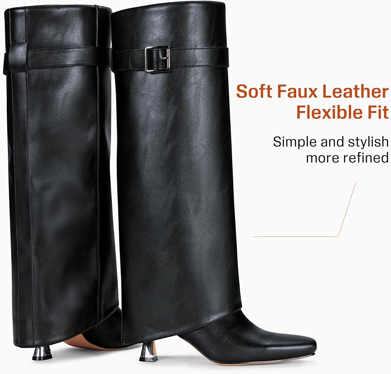 Vepose Women Black Square Toe Fold Over – Size 8 shown on the listing