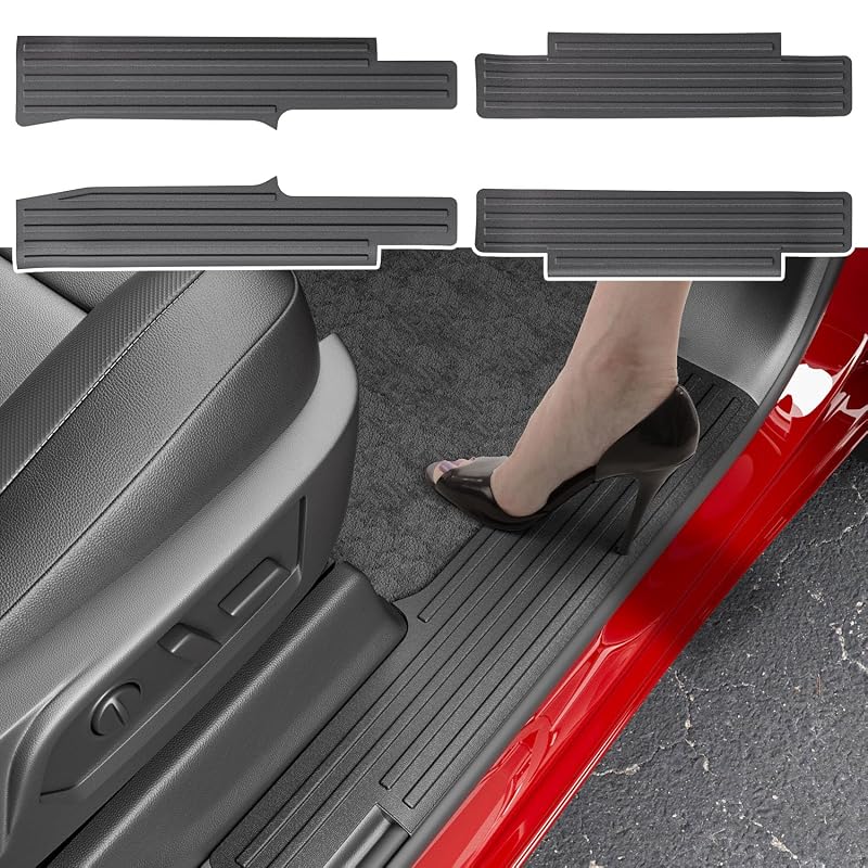 Protetor de Soleira Interna powoq para Chevy Silverado e GMC Sierra 1500 Crew Cab 2019 a 2026, Kit com 4 peças