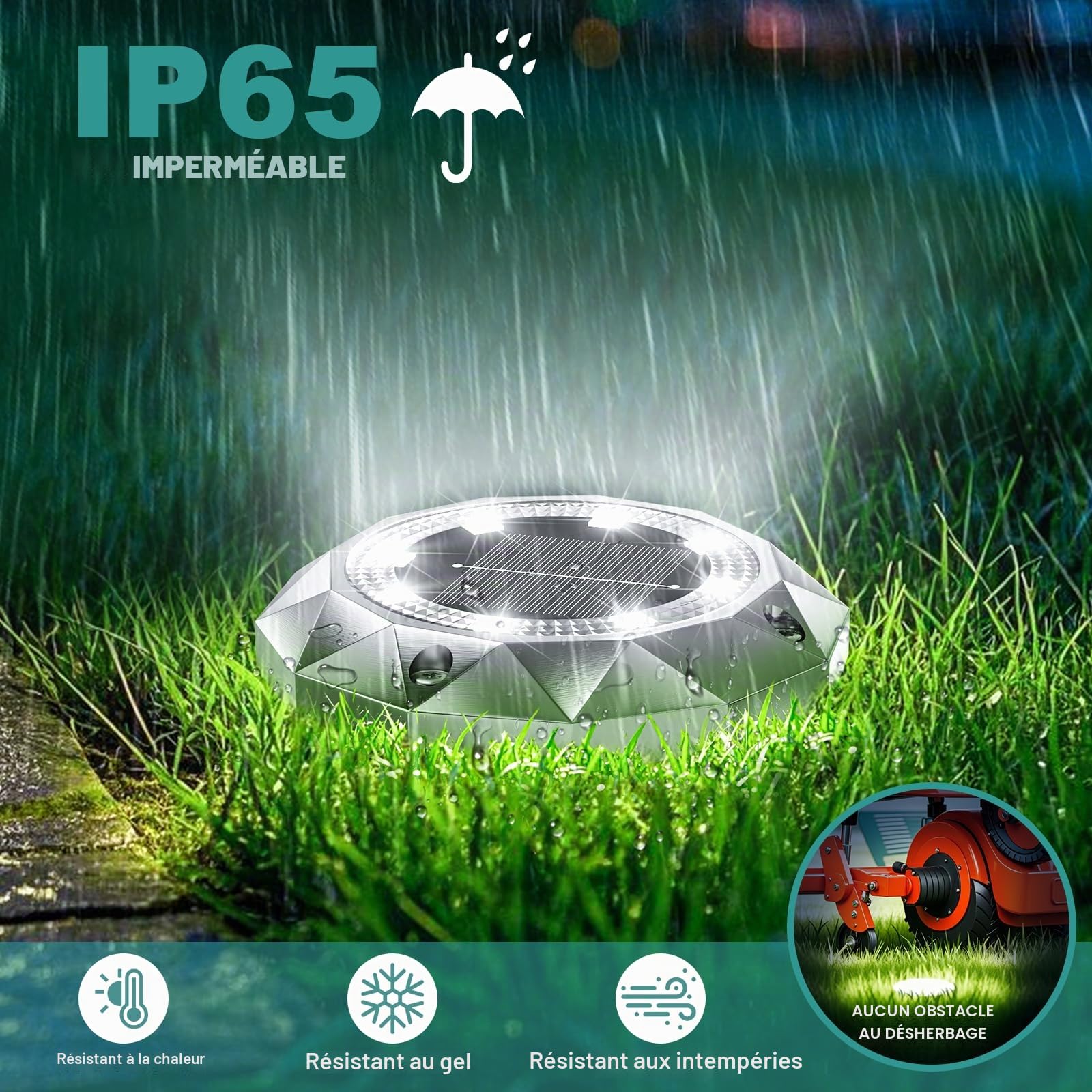 FIFlying Lot de 10 Lampe Solaire Au Sol Jardin, 8 LED Lumiere Solaire Exterieur Étanche IP65, Spot Solaire Extérieur Encastrables pour Chemins Pelouse Cour Jardin Chemin Piscine Allée, Blanc Froid