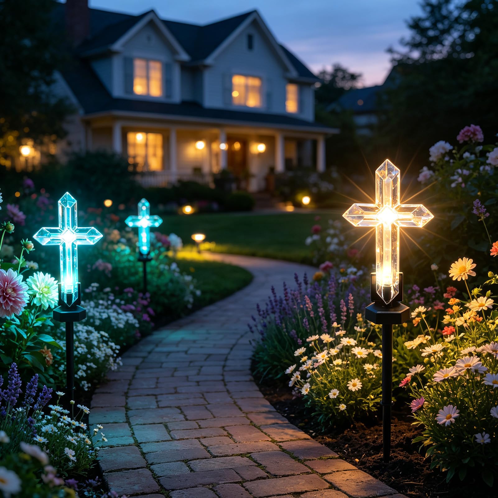 Solarlampe für Außen, 48.5 cm LED Kreuz Solar Gartenbeleuchtung (4 Bunt)