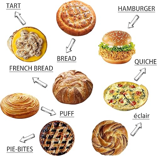 Miniatura 4 de Pan para hornear pan de hamburguesa Eclair perforado hojas de disco redondo de malla de silicona molde de 8 pan forma de círculo cónico