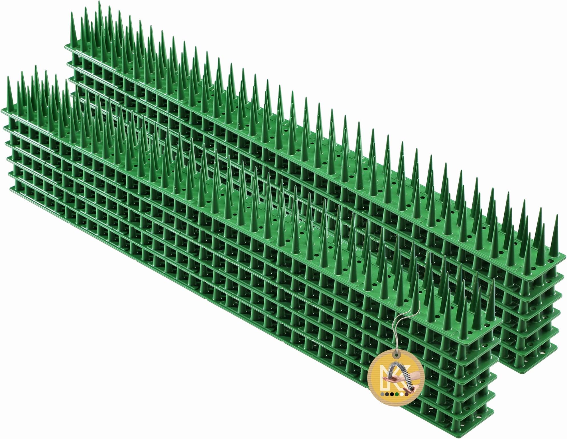 KADAX Plastic Bird Spikes, 51 x 4 x 3 cm, Wall Spikes, Fence Tops Spikes, Pigeon Repellent, Deterrent for Birds, Cats, Anti Climb Spikes, Squirrel Repellent (12, Green)