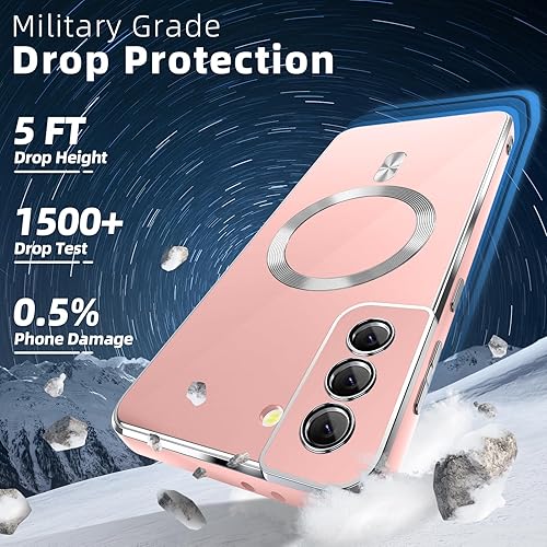 Miniatura 9 de Funda magnética para Samsung Galaxy S22+ Plus, protector de lente de cámara Funda delgada chapada antiarañazos para hombres y mujeres, 9-S22P-blanco