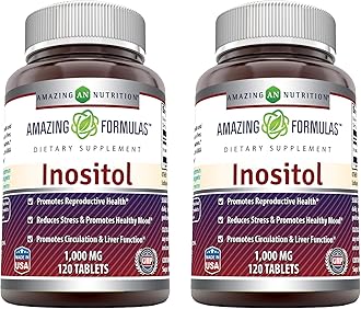 amazing nutrition Formulas Inositol - 1000 Mg, Tablets - Promotes Reproductive Health - Reduces Stress & Promotes Healthy Mood - Promotes Circulation & Liver Function (120 Count (Pack of 2))