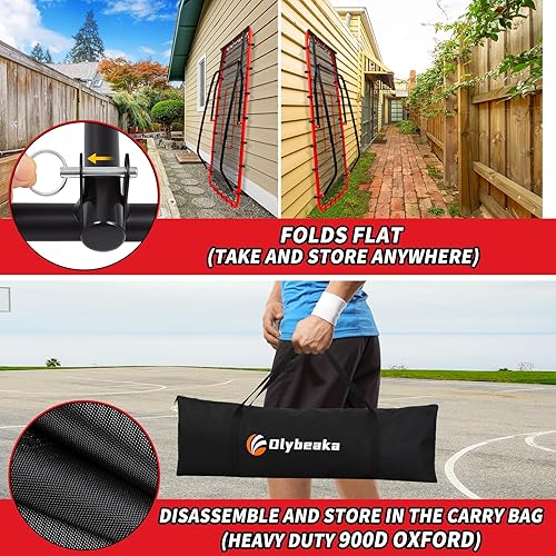 Miniatura 3 de Red de rebote de béisbol estable mejorada con 3 ángulos ajustables de 48 x 52 pulgadas, red de rebote de béisbol para entrenamiento de béisbol y