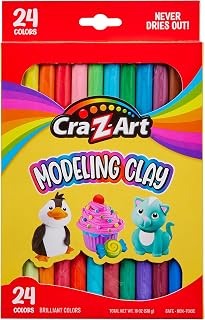CRA-Z-Art Modeling Clay 24 Vibrant Rainbow Colors, 17.5 oz Never Dries Out - Safe Non-Toxic Kids Craft Clay