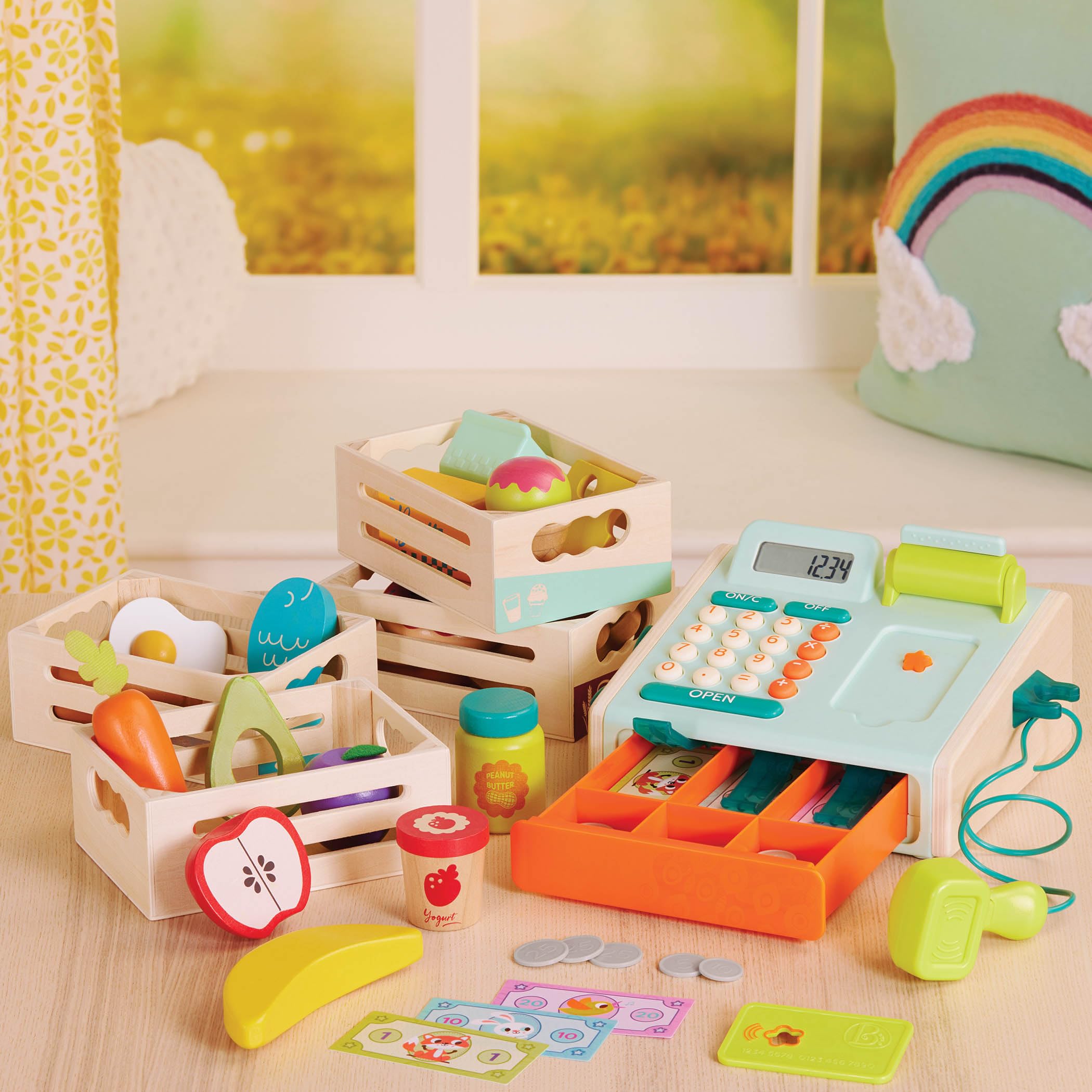 B. toys Mini Cashier, registratore di cassa giocattolo con scanner