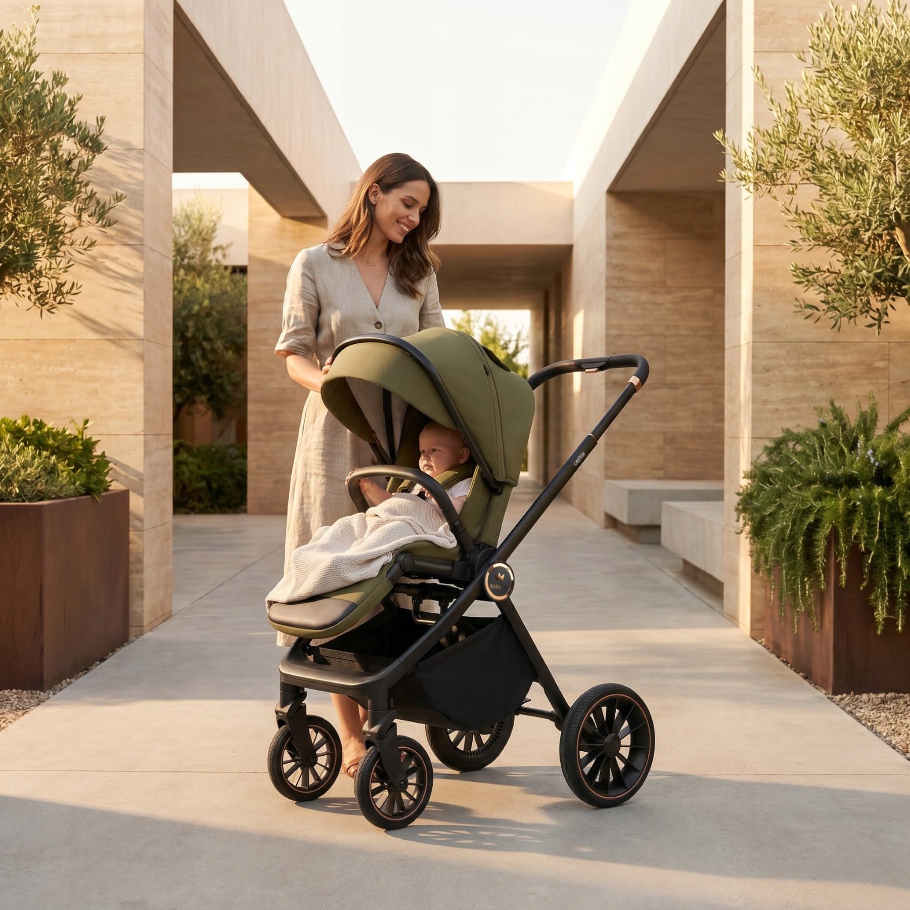 BabyLux Wielofunkcyjny Wózek Dziecięcy 2w1 CASTOR Lekki i Kompaktowy | Gondola i Spacerówka z Akcesoriami, Składana Aluminiowa Konstrukcja Stelaża, Regulowane oparcie, Żelowe Koła, Amortyzacja