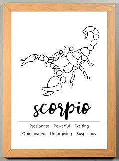 SCORPIO ZODIAC STAR SIGN Birthday Astrology A4 Poster Sold in a Light Wood Frame