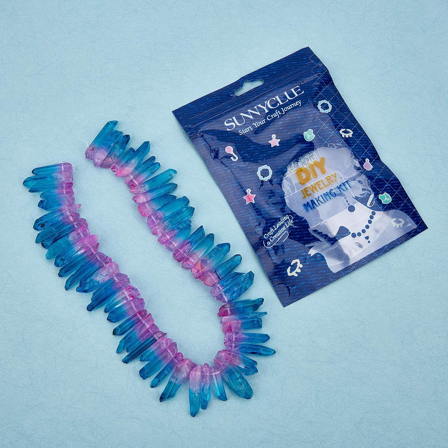 SUNNYCLUE Irregular Rock Crystal Points Quartz Stones Loose Beads Drilled Stick Spike Point Beads Gemstone for Jewellery Making DIY Art Craft