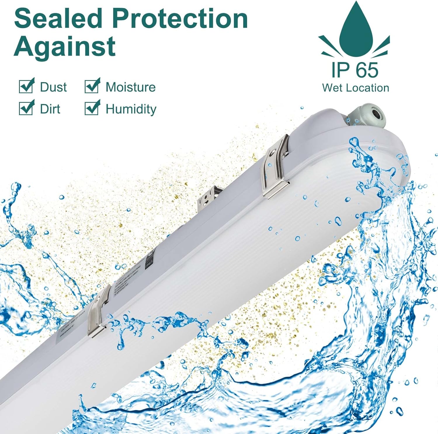 kadision 4ft LED Vapor Tight Light, 60W/50W/40W Wattage Selectable 7200lm 5000K 100-277V, 0-10V Dimmable Vapor Proof Lighting Fixture for Warehouses Car Washes, 4-Pack