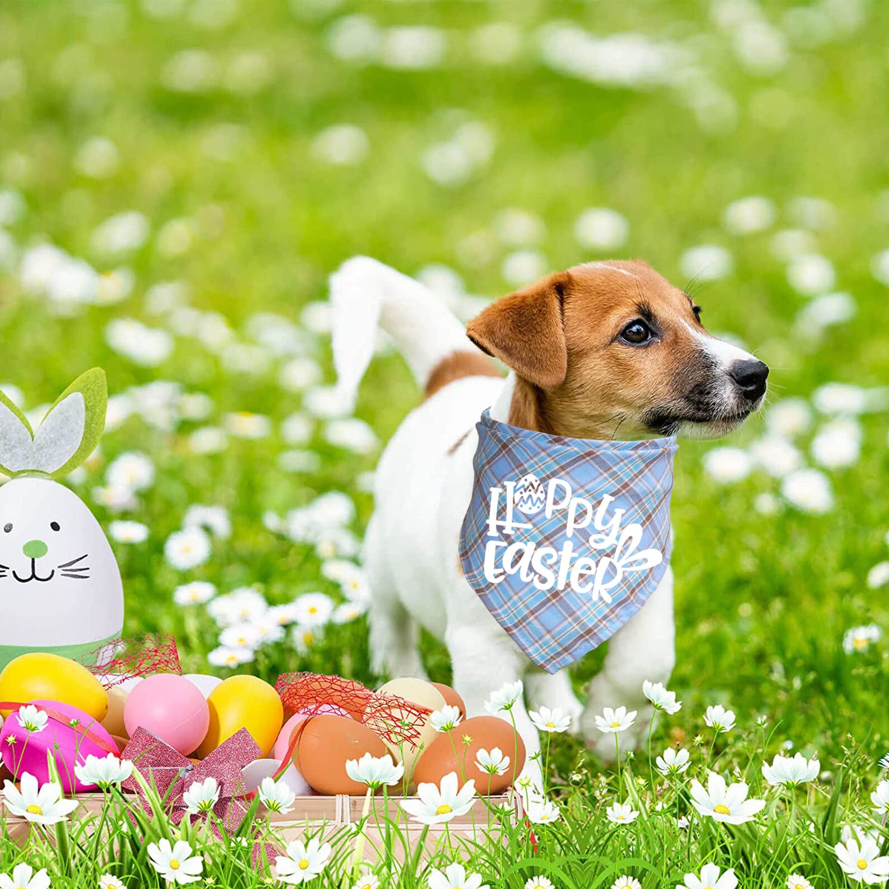 Hundehalstuch Für Ostern – 2 Motive („Frohe Ostern“ & „Honighase“), Baumwolle, Verstellbar