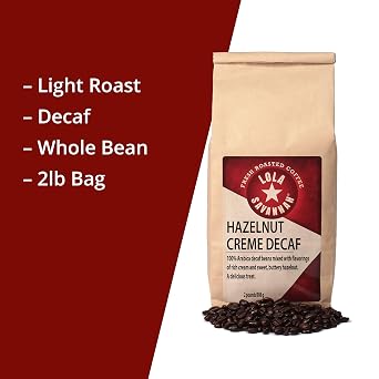 Lola Savannah Hazelnut Creme Whole Bean Decaf Coffee, 2lb