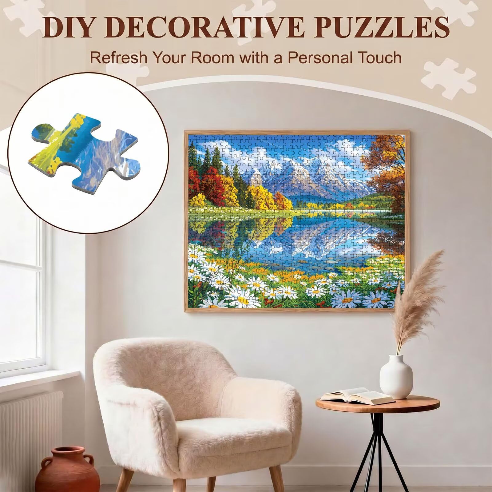 paesaggio lago Puzzle 1500 Pezzi per Adulti, Puzzle in Legno - Collezione Classica con Poster Incluso - Sfida di Concentrazione e Passatempo Antistress, Gioco Educativo per Famiglia, 87 x 57 cm f0-520