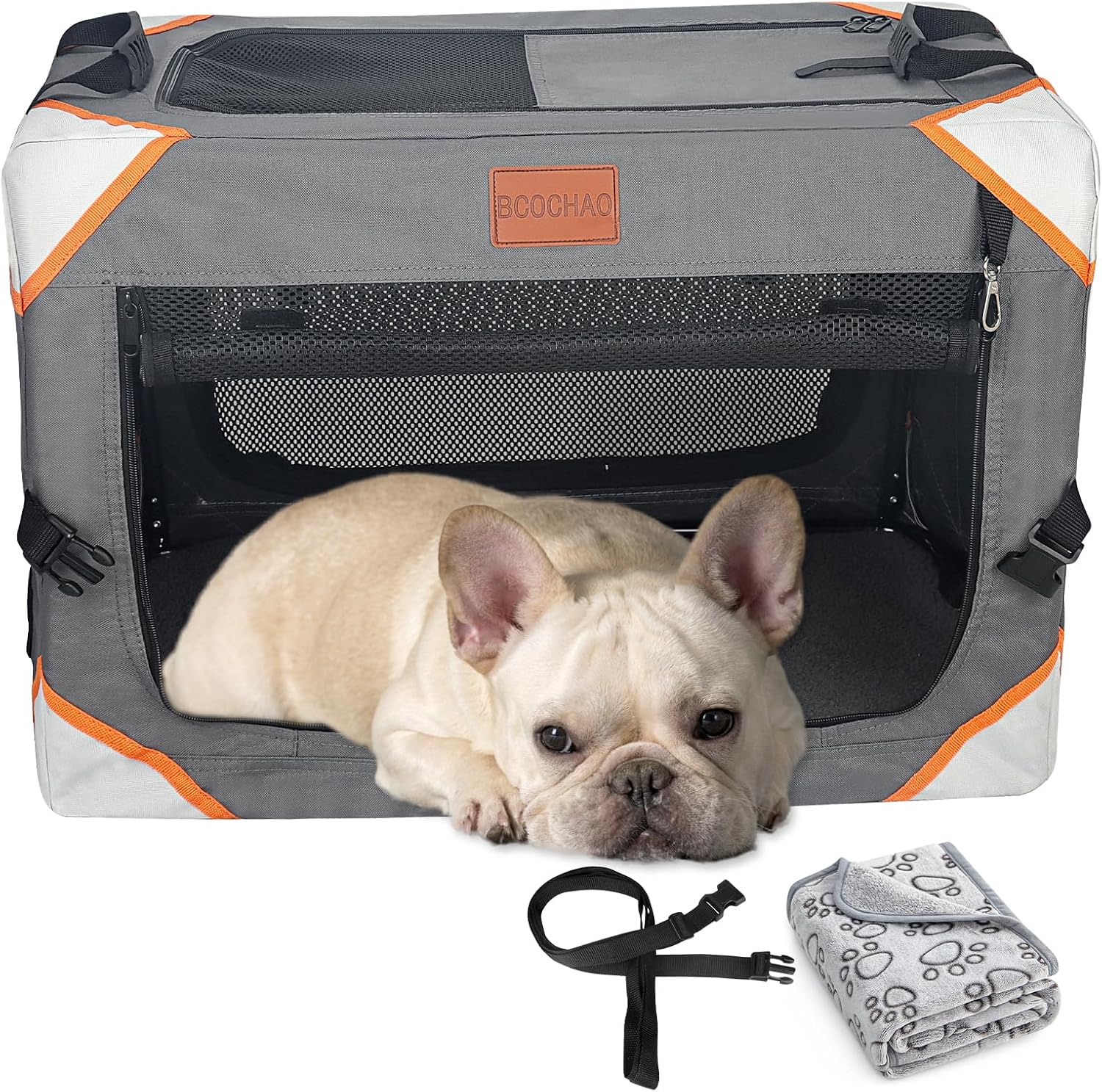 Collapsible Dog Crate-Portable Dog Crates for Small Medium Dogs,4-Door Portable Pet Travel Crate,Sturdy/Breathable/Comfortable,Indoor & Outdoor & Car Back Seat;Soft Dog Blanket