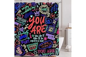 AMBZEK Neon Kids Inspirational Quotes Glow in the Dark Shower Curtain
