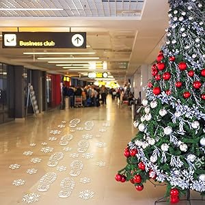 Leesgel Christmas Large Floor Stencils Stencil, Christmas Decorations Indoor, Santa Footprint Snowflake Stencils Christmas Floor Templates Holiday Decorations (3pcs, 12"x 5.5")