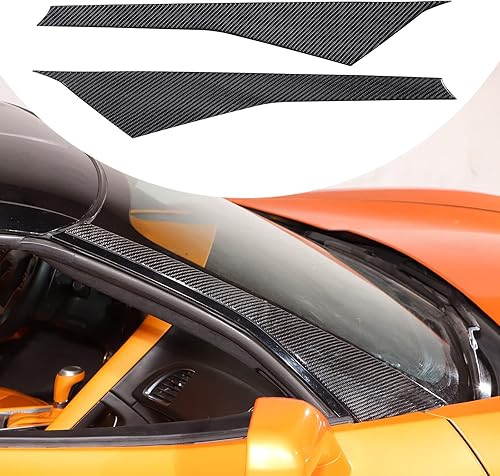 Cubierta para parabrisas delantero compatible con Corvette C7 Stingray 2014-2019 de fibra de carbono suave, 2 piezas, accesorios de moldura para