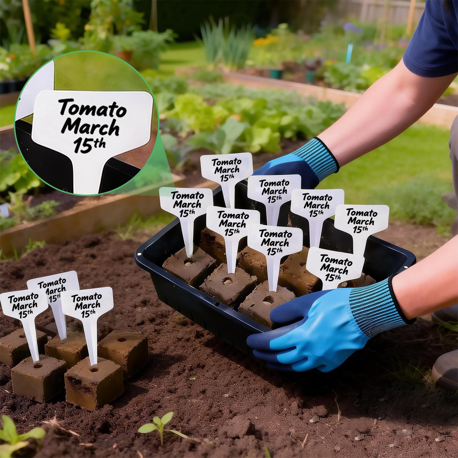 Lot de 8 presses manuelles de terreau - Bloqueur de sol de 5 cm - Avec jeux d'outils de sciage - Kit d'outils de plantation pour planter, semis, culture, serre de jardin