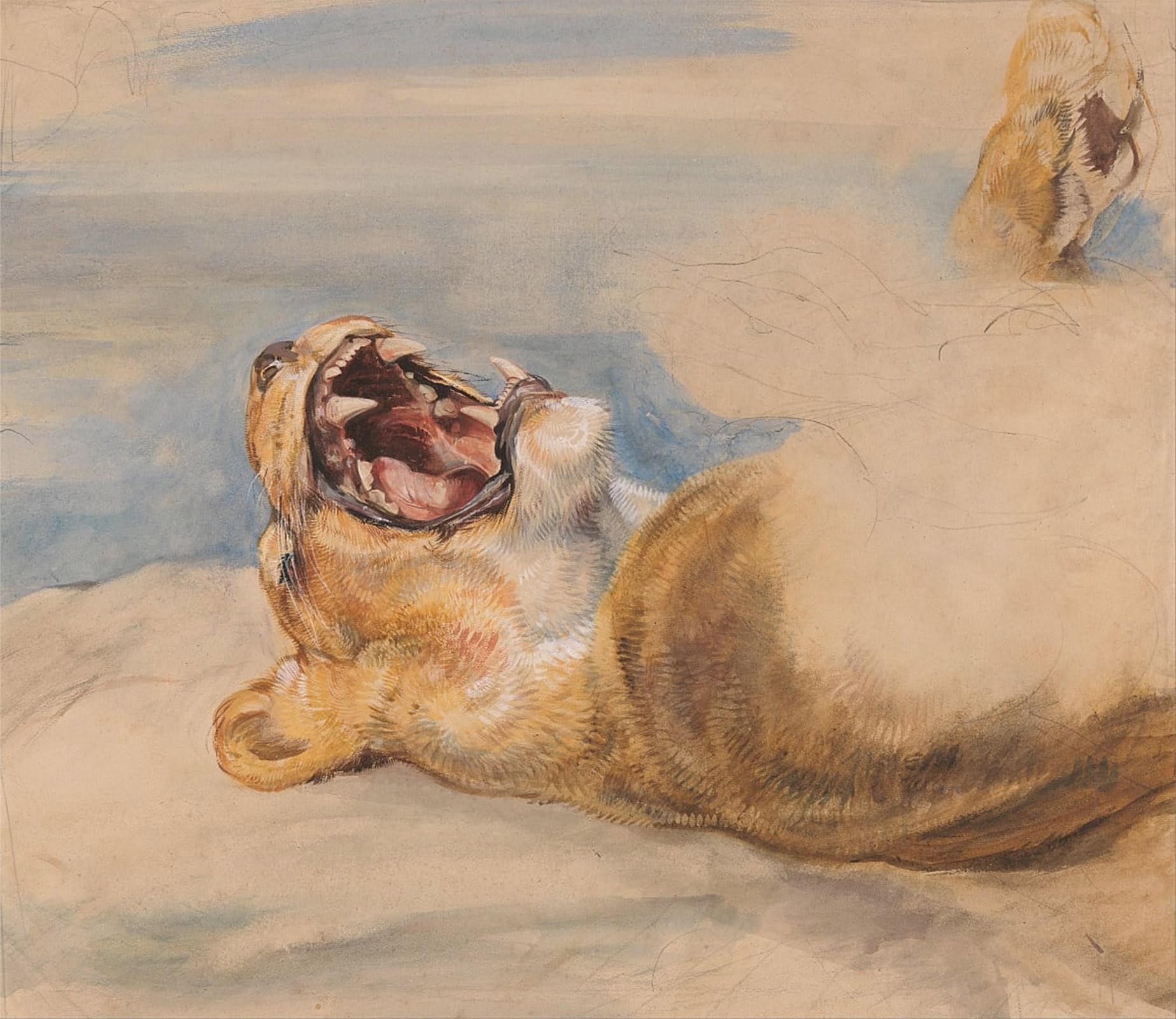 SERENDIPITP Abstract Painting Mural Print Picture Wall Decor Painting Study of a Lioness by John Frederick Lewis Vintage Wall Artwork for Home Decor 60x90cm