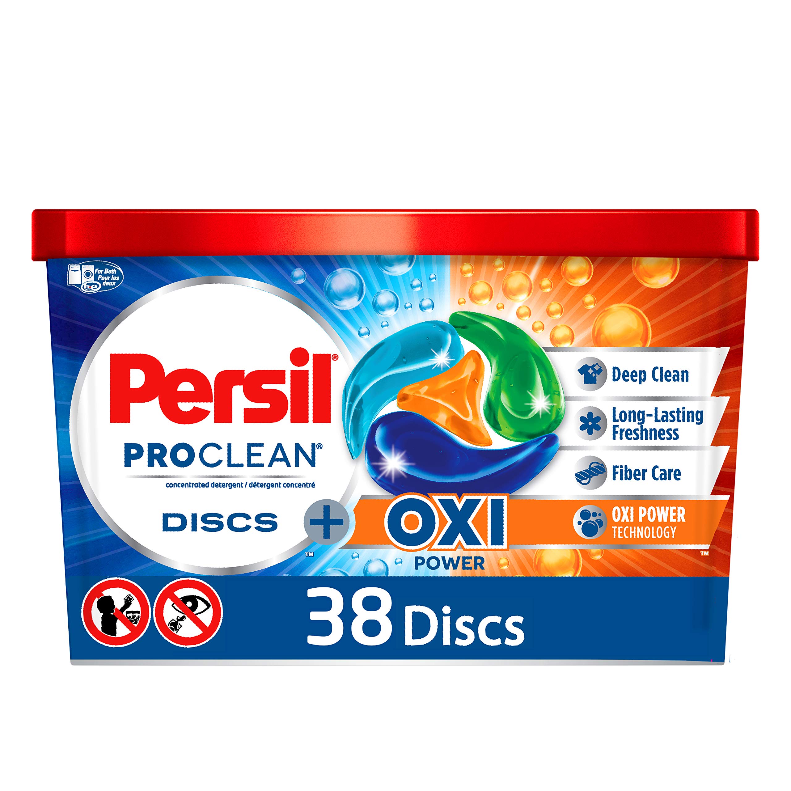 Persil Discs Laundry Detergent Pacs, Oxi, 38 Count