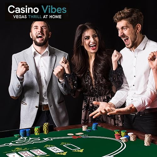 Miniatura 9 de Texas Holdem Juego de alfombrillas de póquer cubierta de neopreno para mesa de póquer, 72 x 36 pulgadas