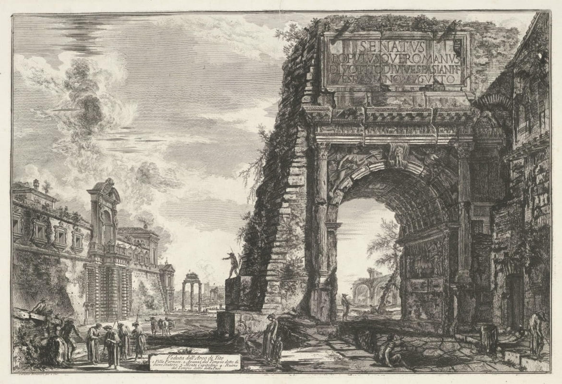 ARTXLXXBN Famous Print Painting Colorful Art Print Boog Van Titus Teview of the Arch of Titus by Battista Piranesi Canvas Art Decorations for Home Decor 60x90cm