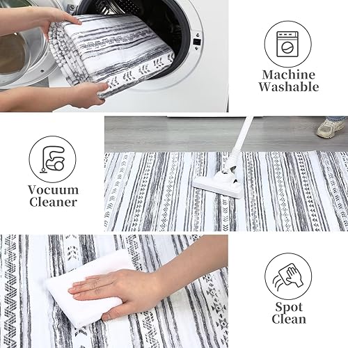 Miniatura 7 de GlowSol Alfombra de pasillo lavable de 2 x 6 pies, antideslizante, suave, marroquí, para baño, alfombra de interior que no desprende pelo, alfombra