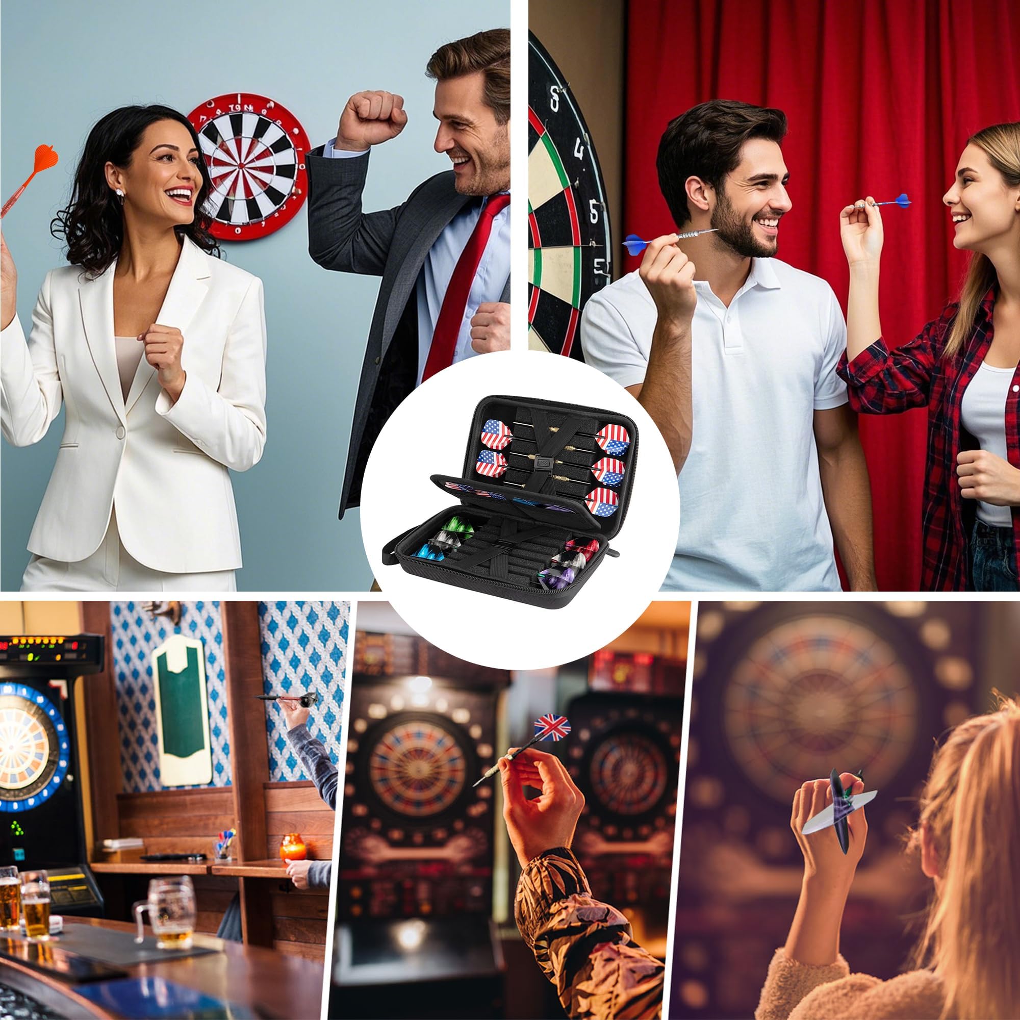 Darttasche,Dart Case,Dartt Etui Schwarz,FüR 12 Darts Professioneller Dartkoffer Mit Eva-Schutz & Traggriff, Portable FüR Dart Zubehör