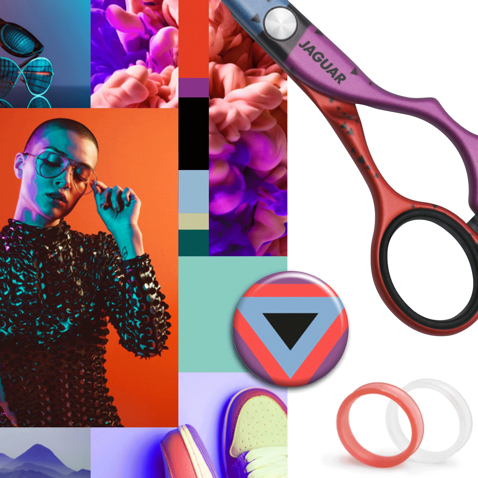 JAGUAR Ciseaux de coiffeur JaguART Focus ON 14,7 cm | Ciseaux de coiffure au design offset | Revêtement high-tech hypoallergénique et résistant de qualité photo | Fabriqué en Allemagne