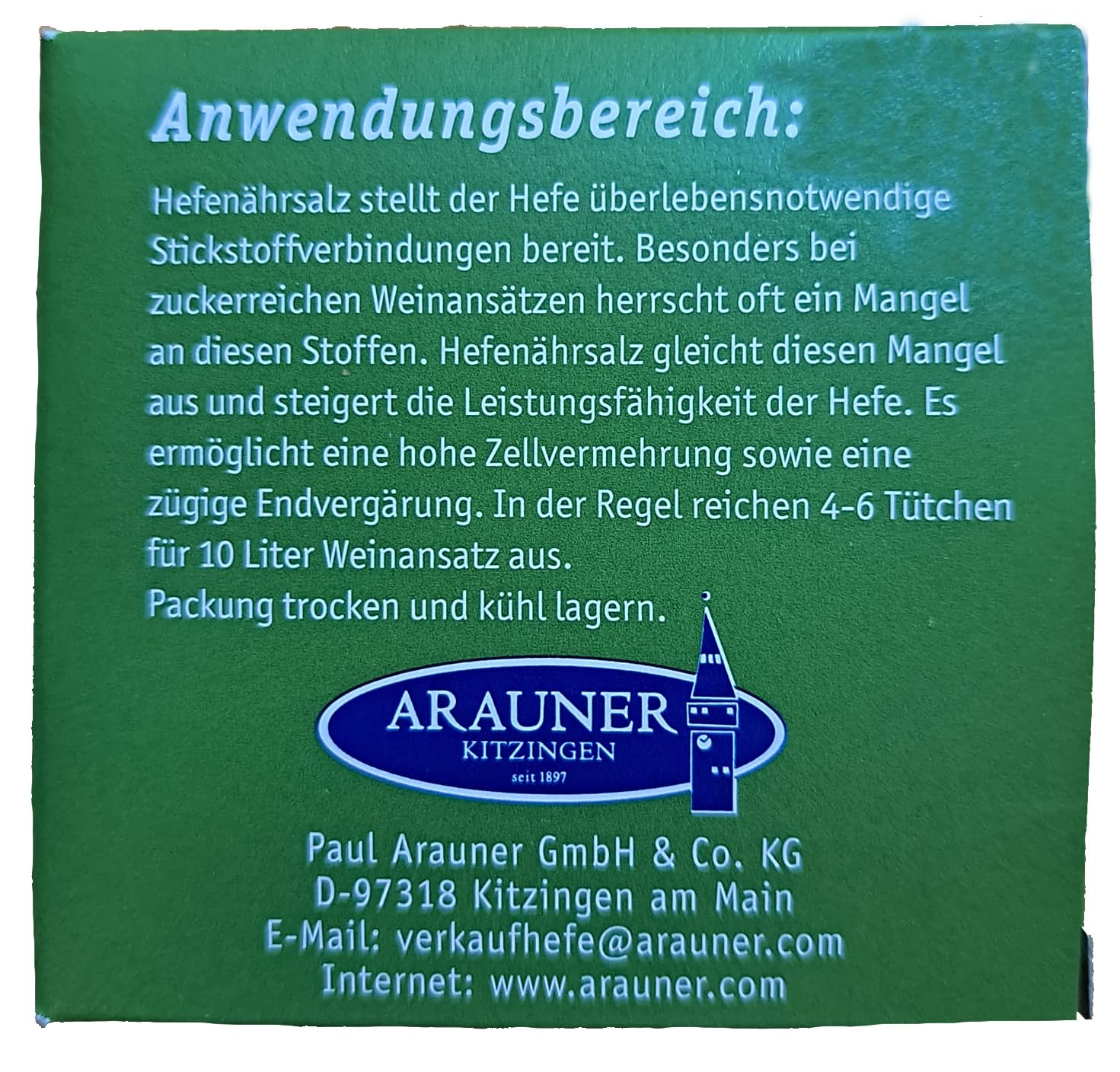 Nutrimento per Lievito 10x1g - ARAUNER Prodotti Enologici - per Vino, Birra, Sidro, Mosto