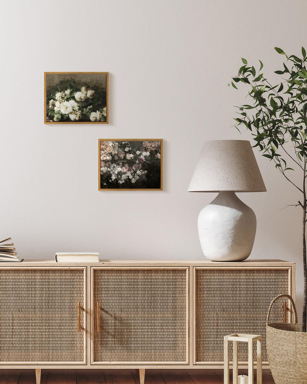ARPEOTCY Framed Canvas Wall Art Prints, Living Room Hallway Shelf Decor, Cotton Floral Picture Paintings Wall Decor, Vintage Decor for Bedroom Bathroom Table, Aesthetic Room Decor, 20x25cm — view 3