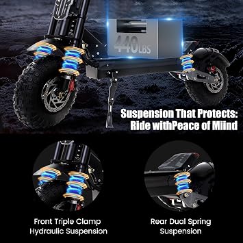 7000W Dual Motor 60V Electric Scooter 55MPH 33Ah Battery with Seat | 65+ Mile Range, 13 Off-Road Tires, Full Suspension, Hydraulic Brakes, Foldable