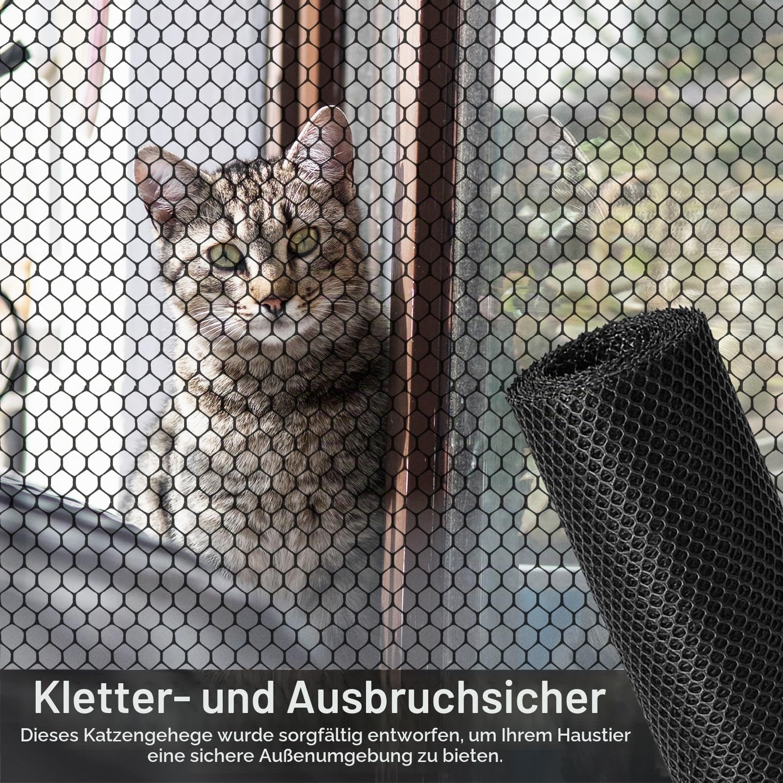 Katzensicherer Kletterschutz, 10 M Langes Übersteigschutz für zäune, Wetterfestes Rostfreie Katzennetz Schutznetz mit Wandhalterungen für Sicheren Schutz Ihrer Katze im Garten