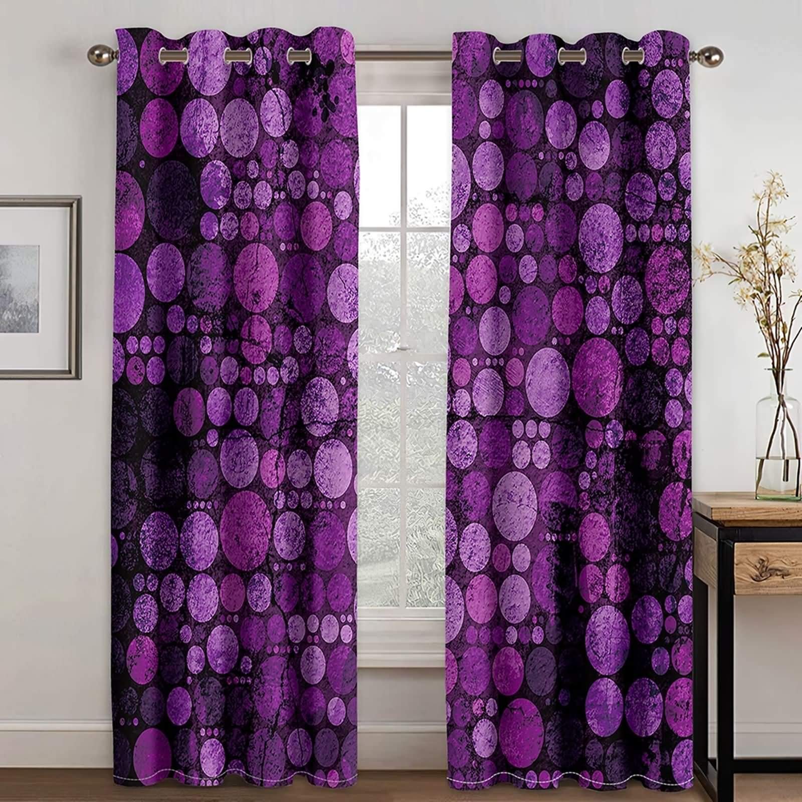 Verdunklungsvorhänge Ösen 2er Set 274x138CM, Gardinen Verdunkelnd Muster Gepunkt Fuchsie Vorhänge Blickdicht Schlafzimmer Wohnzimmer