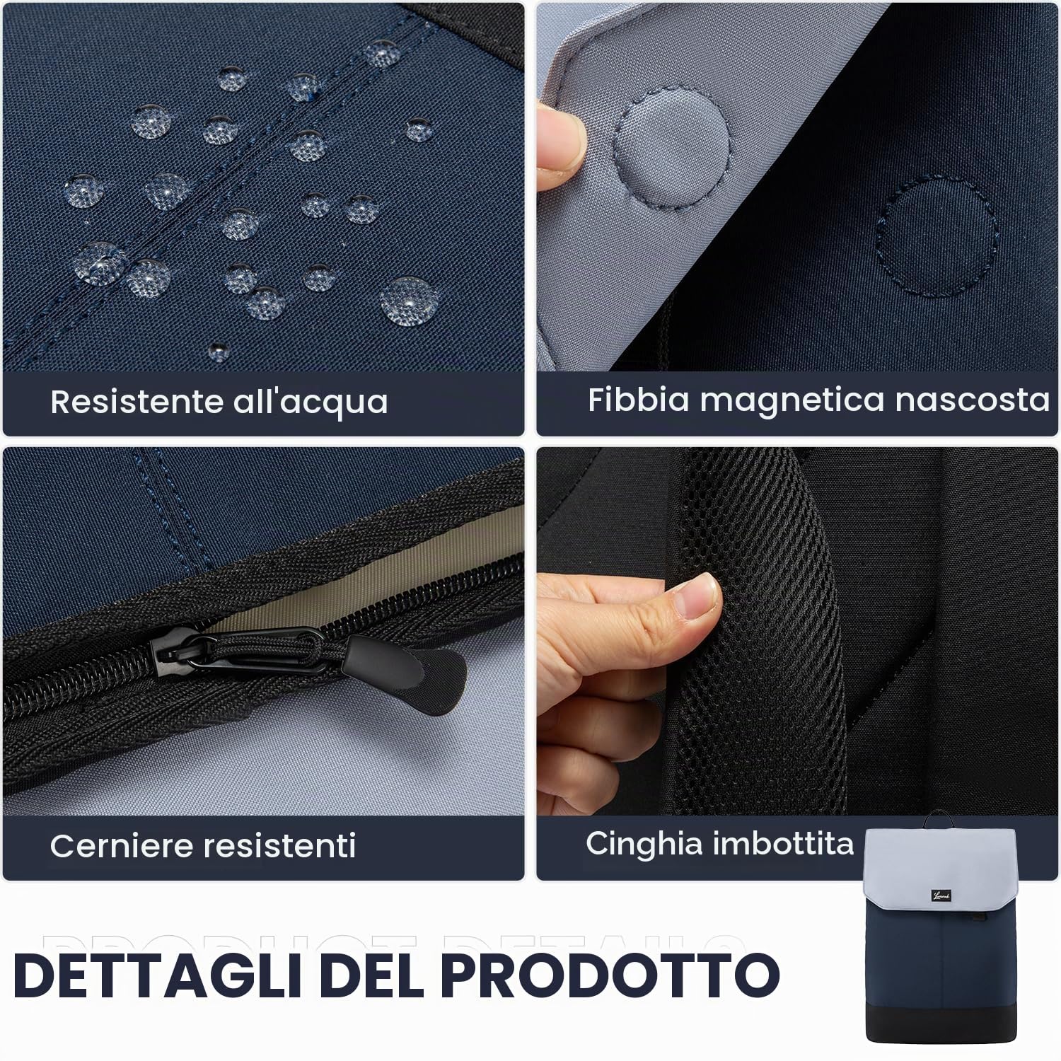 LOVEVOOK Zaino Porta PC Donna 15.6 Pollici, Grande da Viaggio e Lavoro, Impermeabile per Scuola e Università, Computer Laptop Backpack Waterproof, Antifurto Elegante Blu