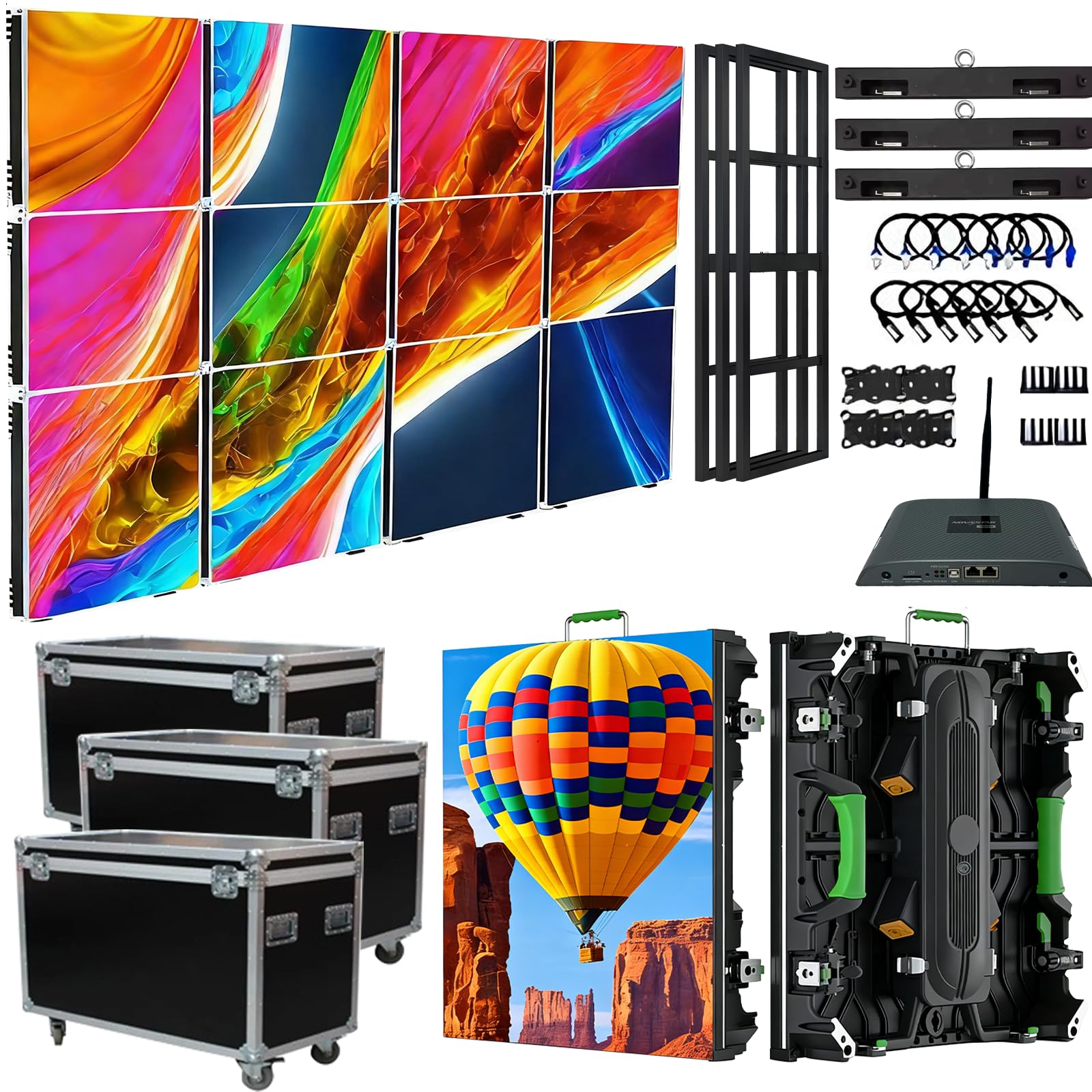 Portable LED Display Wall Panel | P1.8 P2.9 P3.91 P4.81|3840Hz High Refresh, IP65 Waterproof Cabinet | LED Video Wall Screen for Wedding Party Concert Event Advertising Show Stage Event Rental