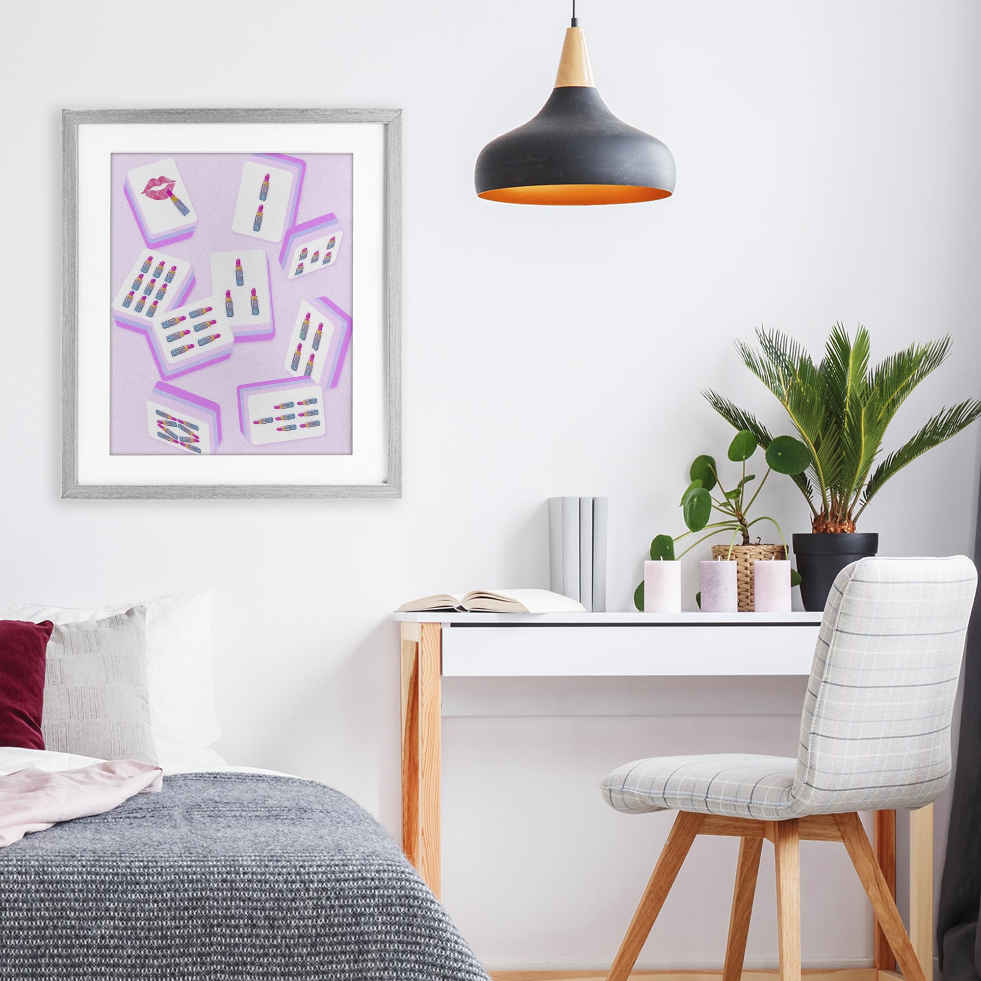 Glam Lipstick Mahjong Tiles, stampa con cornice sotto vetro, 43 x 53 cm