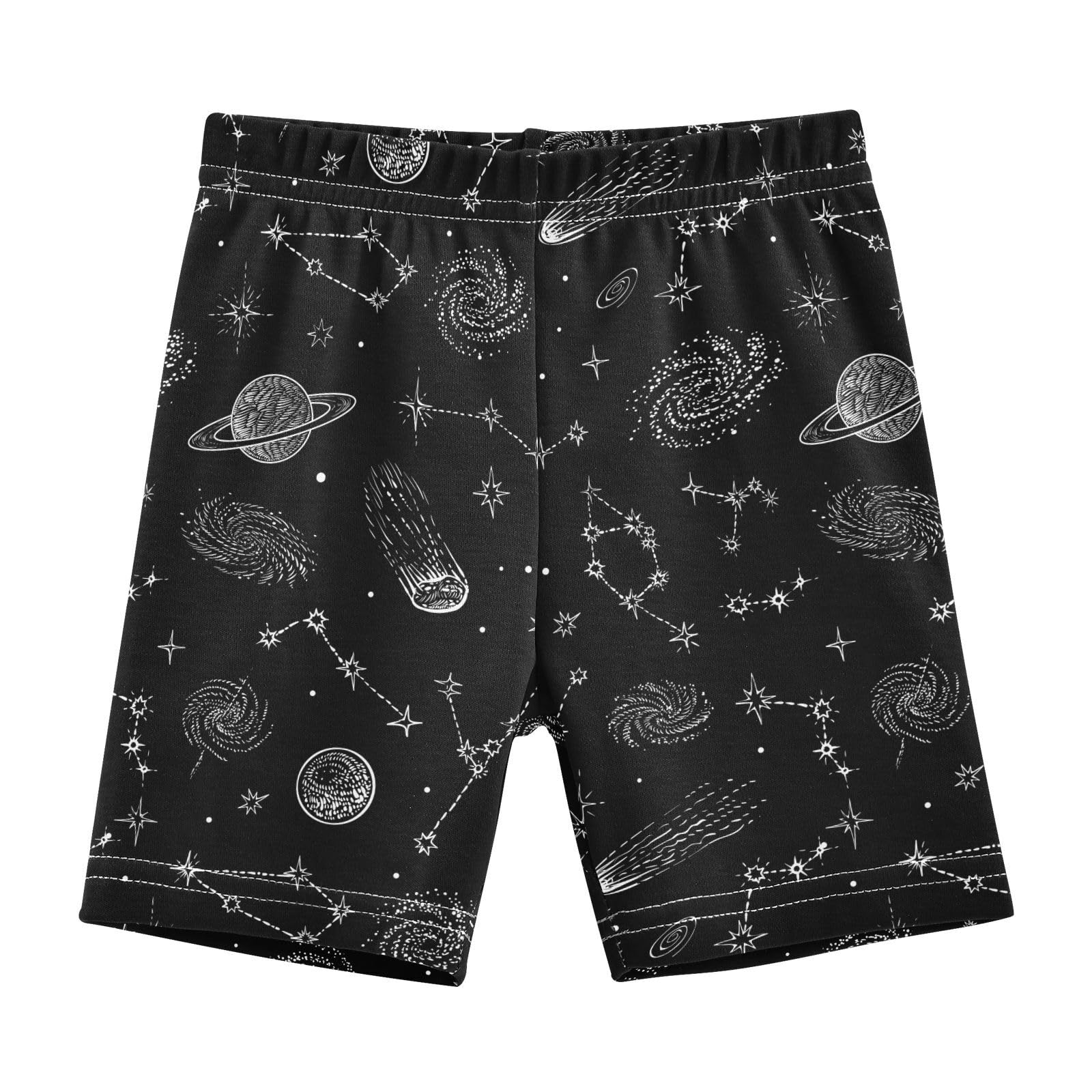JHKKU Girls Space Planet Constellation Shorts Cotton Cartwheel Bike Kids Biker Under Dress Dance Short Girl Clothes 10Y