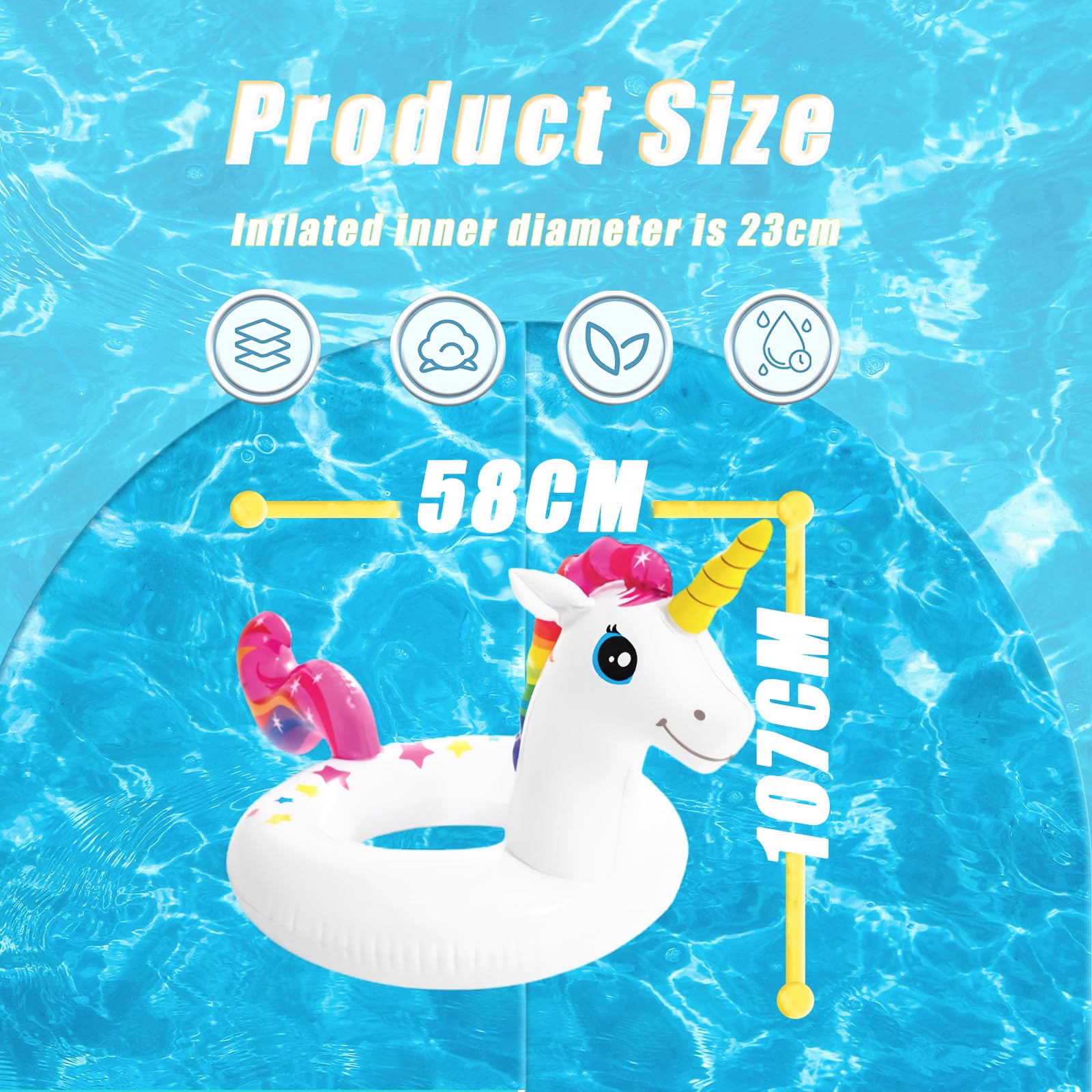 Unicorn Inflatable Pool Floats for Kids Toddler,Unicorn Rubber Rings for Girls 2-8 Year, Cute Swimming Inflatables Swimming Ring Pool Toys for Girls Summer Gift Beach Pool Party Water Sports - Image 2