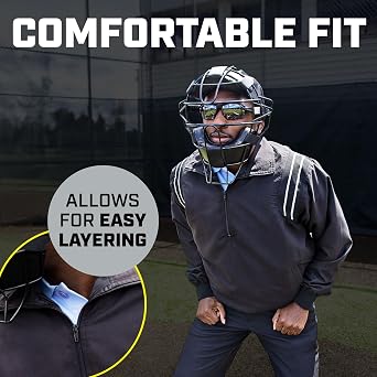 3N2 Umpire Half-Zip Pullover Jacket, Moisture-Wicking Microfiber Shell, Water-Resistant, Baseball and Softball, Sizes S4XL