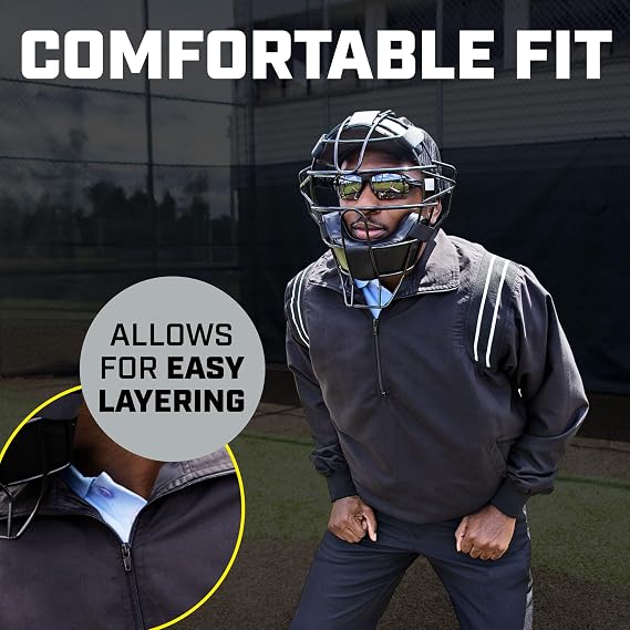 3N2 Umpire Half-Zip Pullover Jacket, Moisture-Wicking Microfiber Shell, Water-Resistant, Baseball and Softball, Sizes S4XL