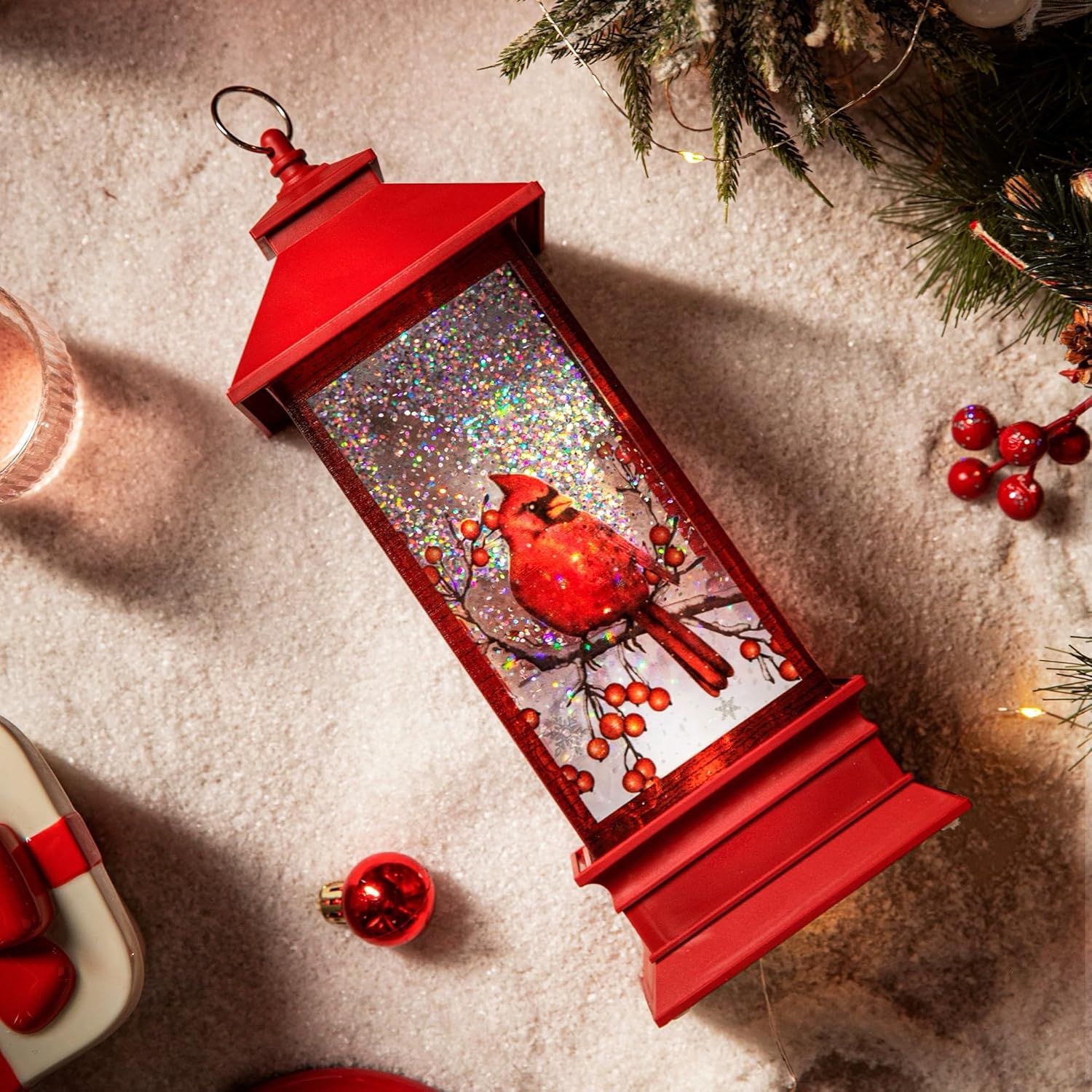 Cardinal Snow Globe Lantern Lamp - Festive Decorations Gift for Women, Mom, Mother, Sister & Lover | Perfect for Mother's Day, Thanksgiving, Christmas Home Decor