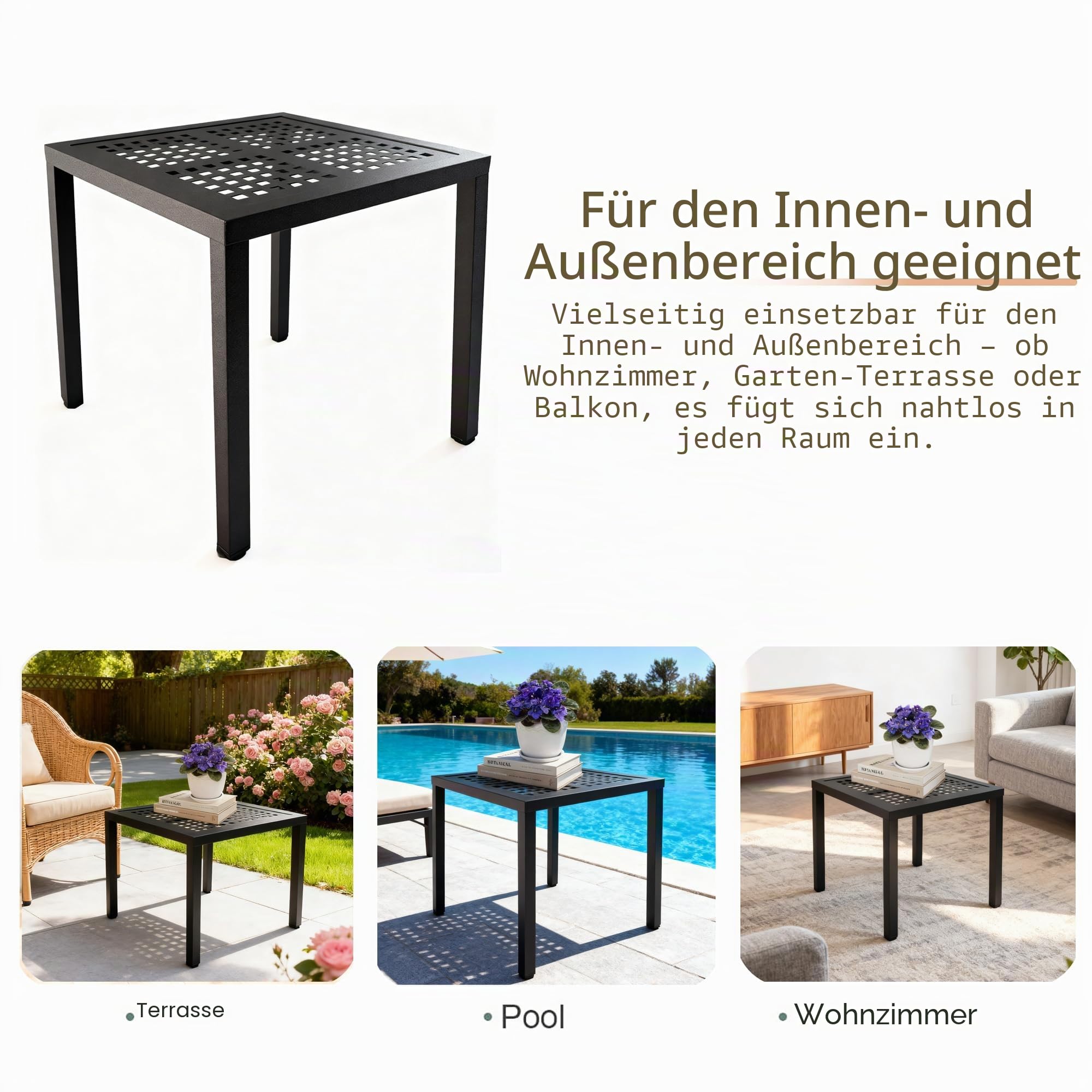 Aluminium Pflanzenständer Leiter, Platzsparend, für Innen und Außen, Terrasse, Balkon, Garten (Schwarz, 45.5*37.5CM)